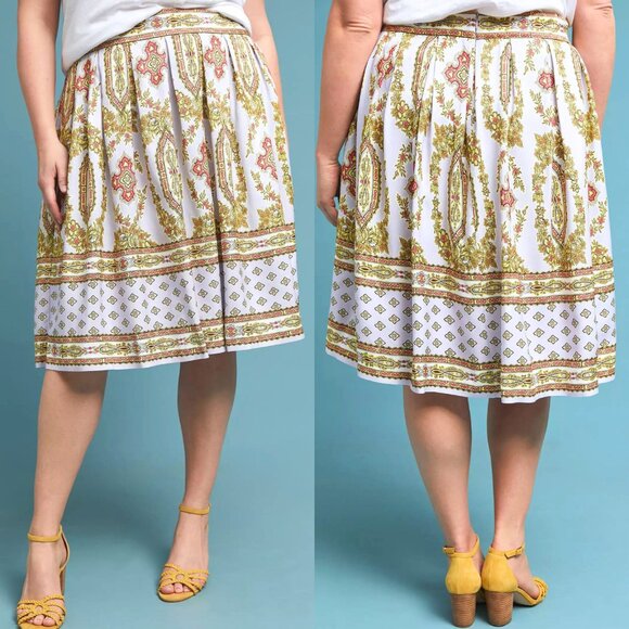 Anthropologie Echarpe scarf retro pleated pockets lavender midi skirt large - Picture 4 of 9